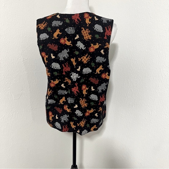 Handmade Noah’s Ark Theme/Zoo Reversible Unisex Open Vest Boho Hipster Vest EUC - Picture 4 of 10